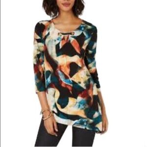 Macy’s JM Collection Stretch Jersey Tunic Womens Top MP Yellow Black